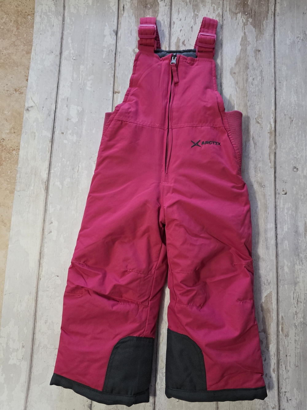 Arctix Kids Hot Pink Snow Bib Overalls with Black Reinforced Cuffs